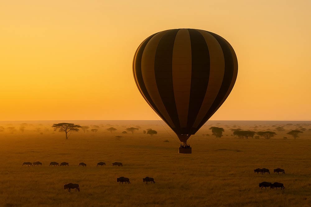 Private Safari in Tanzania - ballon over sernengetti